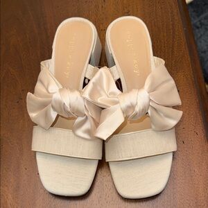Copper Key Bow Shoes Heels New Stylish skip bow style heels beige Natural